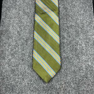 Brooks Brothers Makers REPP Tie Green/Blue/Yellow Stripe 3 1/4"X 58 3/4" Silk